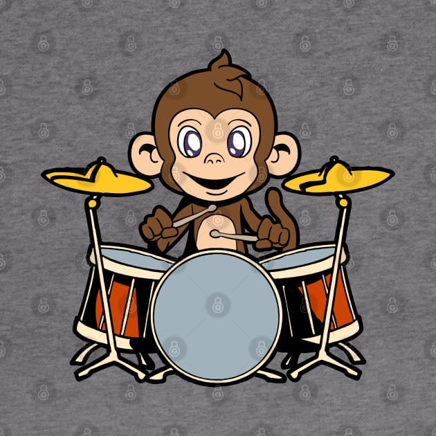 Cartoon monkey playing drums by Modern Medieval Design